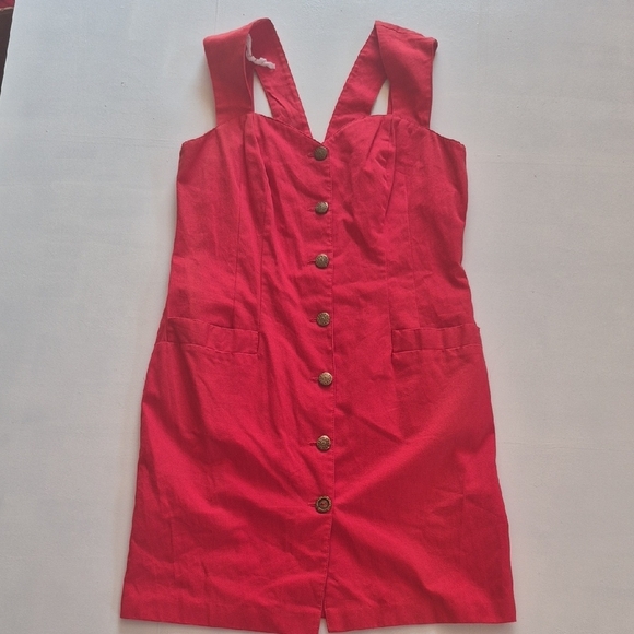 All that Jazz Red Button-Front Midi Vintage Summer Dress - Picture 6 of 9